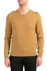 Hugo Boss "Melba-P" Men's Brown V-Neck 100% Wool Pullover Sweater US M IT 50