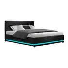 Bed Frame King Size LED Gas Lift Black LUMI Artiss
