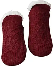 [LAVAEGG] Fashion Socks Indoor Floor Socks for Male and female Woven Thermal Velvet Winter Warm Socks Non-Slip Slipper Socks (Wine red,Large), Wine Red