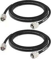 YOTENKO RG8x Jumper PL259 6ft, RG8x Coax Cable 6 Foot 2-Pack, CB Radio Coax Cable UHF Male Connectors Flexible Low Loss 50Ohm for CB HAM HF VHF Radio Antenna