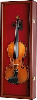 Ukulele Fiddle Violin Display Case Shadow Box with Hanger Rose Felt Background 33" Mahogany Finish
