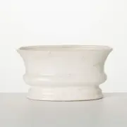 Oval Crackled "Gables" White Planter for Plants and Decor