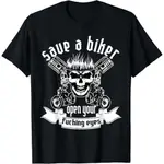 全新限量 SAVE A BIKER OPEN YOUR FCKING EYES 適用於摩托車骷髏 T 恤