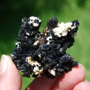 2in Black Tourmaline Crystal Flower Cluster Floater, Namibia bt3