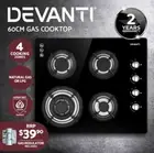 Gas Cooktop Built-in 4 Burner 60cm Gas Cooktop NG/LPG knob 8.1kW CookTop 2-Yr W
