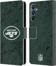 Head Case Designs Officially Licensed NFL Coloured Marble New York Jets Graphics Leather Book Wallet Case Cover Compatible with Samsung Galaxy A15