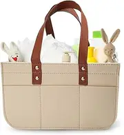 Bonhomstyle Diaper Caddy Organizer with Handle, Shoulder Strap, 3 Removable Storage Compartments, Caddy for Baby Stuff, Portable Diaper Holder for Changing Table, Baby Organizer for Nursery, Khaki