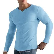 Men's T Shirt Ribbed Knit tee Tee Top Long Sleeve Shirt Long Sleeve V Neck Summer Plain Pit Strip Fashion Designer Basic Knitting Vacation Street Going out Bla