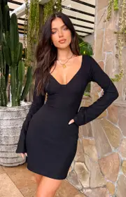 Blame Me Black Mesh Long Sleeve Mini Dress