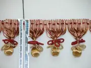 2 1/2" Ball Tassel Fringe Trim Gold Burgundy Per Yard