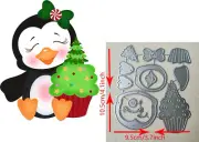 Christmas Penguin with Cupcake Metal Cutting die / Penguins girl / tree