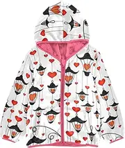 [GuoChe] Girls Sherpa Lined Hoodie Happy Halloween love reds Jackets For Toddler Boys Peach Toddler Fleece Zip Up 3-10T