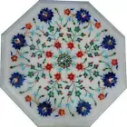 18" Marble Coffee Table Top Inlay Semi Precious Gemstones Corner Table Top iuf