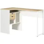 L-Shaped Corner Computer Desk Study Table PC Work w/ Storage Shelf Drawer Slide