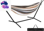 Portable Double Hammock with Stand, Hanging Chair, Outdoor Garden Beach Bed, Tra