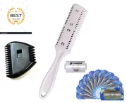 Combo Set, White Plastic Personal Double Edge Razor Comb Hair Beard Bikini Trimm