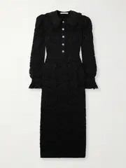 [Alessandra Rich] Alessandra Rich - Ruffled Silk-trimmed Corded Lace Maxi Dress - Black - IT38 IT 38 Black