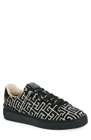 Balmain B-Court Monogram Low Top Sneaker in Black/Ivory at Nordstrom, Size 11Us