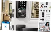 Smart Door Lock Set for Front Door, 7-in-1 Fingerprint Deadbolt with App Black