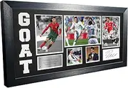 Cristiano Ronaldo GOAT Black or White Mount Real Madrid Manchester United Juventus Portugal Signed Autographed Photo Photograph Picture Frame Football Soccer Poster Gift (Black Mount)