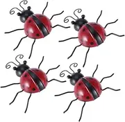 Yardenfun Ladybug Wall Art Decor 4 Iron Ladybugs Rustic Metal Artwork for Garden Patio Home Random Color