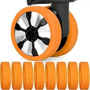 [Sanchamy] Luggage Wheel Covers 8Pcs Suitcase Wheel Covers Silicone Luggage Wheel Protector Covers for Most 8-Spinner Wheels Carry on Luggage Reduce Noises Wear-resistance Suitcase Wheel Protector Covers-Orange