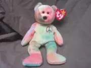 TY Beanie Baby Peace the Bear 1996 VERY RARE COLOR PATTERN - Mint