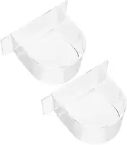 FONDOTIN 2pcs Semicircle Bird Food Bowl Trough for Parrot Bird Cage Plastic Bird Cage Feeders Parrot Food Trough Large Capacity for Pet Birds