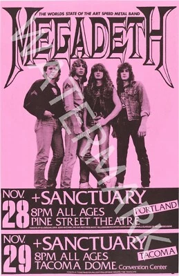 Megadeth - Sanctuary - 1980s Vintage Music Poster
