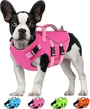 Dogcheer Dog Life Jacket with Double Rescue Handle, Reflective Dog Harness Life Vest for Swimming Boating, Adjustable Pet Swim Vest Dog Flotation Device DFD for Small Medium Large Dogs - Pink S