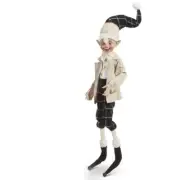 30" POSABLE ELF in Black & Cream PLAID Christmas NEW RAZ Imports 4302351