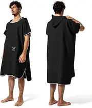 Winthome Surf Poncho Changing Robe Towel for Adults Men Women, Thin Microfiber Hooded Wetsuit Changing Towels with Pocket for Surfing Swimming Bathing Beach, Absorbent, Quick Dry