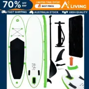 Inflatable Stand Up Paddleboard Set Green and White Kayak Surfing Water Sp 92732