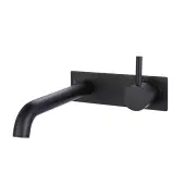 WISH2 Wall Basin Bath Mixer and Spout - 220mm Backplate - Matte Black