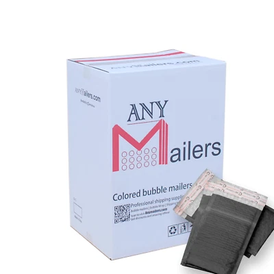 AirnDefense 200 #5 10.5X16" Black Poly Bubble Mailers Shipping Padded Envelope