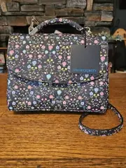 NWT Cynthia Rowley Floral Crossbody Handbag Purse Black Lavender Pink Yellow