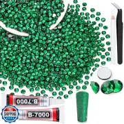 2000PCS SS20/5mm Crystal Rhinestones (Emerald Green) with 2Pcs 10ml B7000 Jew