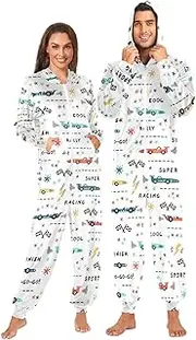[Joisal] Racing Cars Mens One Piece Pajamas Warm Adult Pajamas for Winter, Autumn XL, Racing Cars, X-Large