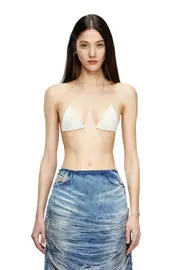 [Diesel] Diesel - Triangle top in jacquard denim with floating threads - Tops - Woman - White S White