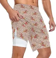 [ZZXXB] Winter Dachshund Dog Snow Athletic Shorts for Men with Pockets 2 in 1 Quick Dry Running Shorts S-3XL