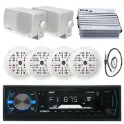 400W Marine Amplifier,Black Bluetooth USB Radio,3.5" and 6.5"Speaker Set,Antenna