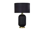 Lusso Interior Black Drum Shade with Large Ceramic Base Table Lamp