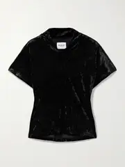 [Marant Étoile] Marant Étoile - Hailey Draped Velvet T-shirt - Black - FR 40 FR 40 Black