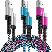 3-Pack 10FT Samsung Fast Charging USB Type C Cable Android Phone Charger for Samsung Galaxy A16 5G/A56/S25 Ultra/A15/A54/S24 FE/A14/A13/Z Fold6/A53/A23/A25/S23 Plus,iPhone 16 15 Pro Max,Pixel 9 8a 7 6