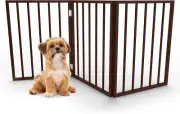 Foldable, Free-Standing Wooden Pet Gate- Light Weight, Indoor Barrier for Small