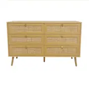Foret 6 Chest of Drawers Rattan Tallboy Cabinet Bedroom Clothes Storage Wood