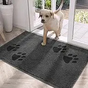 PURRUGS Dirt Trapper Door Mat 20" x 31.5", Non-Skid/Slip Machine Washable Microfiber Entrance Rug, Shoes Scraper, Dog Door Mat, Super Absorbent Floor Mat for Muddy Wet Shoes and Paws, Grey