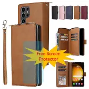 Card Holder Case Cover For Samsung Galaxy A15 A12 A35 A14 With Screen Protector