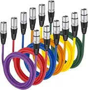 NEEWER 6 Pack 6.5 feet/2m Mic Cable Cord, XLR Male to XLR Female Microphone Audio Colored Snake Cables (Purple/Red/Blue/Orange/Yellow/Green)