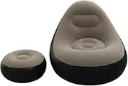 Flat Air Lounge Chair - Folding Lounge Seat, Portable Air Recliner Sofa | Stylish Foldable Deck Chaise Lounges with Footrest Ottoman, Travel Camping Picnic Beach Chair for Indoor and Outdoor Use